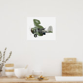 Cartoon-Retroflugzeug Poster (Küche)