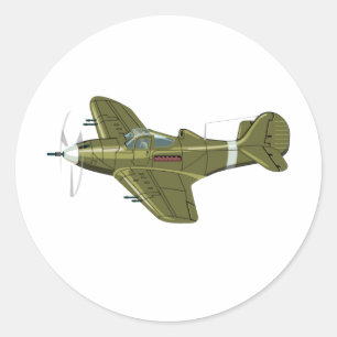 Cartoon-Retroflugzeug Runder Aufkleber