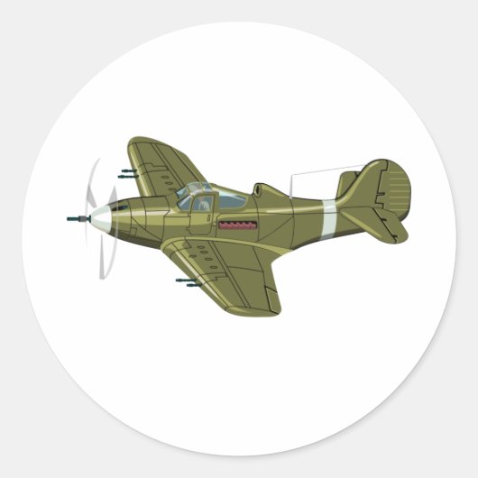 Cartoon-Retroflugzeug Runder Aufkleber (Vorderseite)