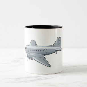 Cartoon-Retroflugzeug Zweifarbige Tasse