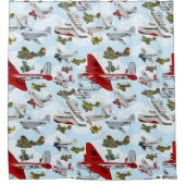 Cartoon-Retroflugzeuge Duschvorhang (Vorderseite)