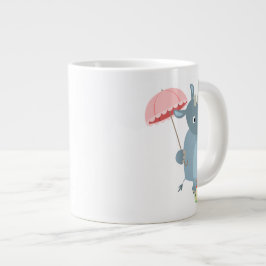 Cartoon Rhino mit Schirm auf Einrad Jumbo Tasse
