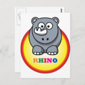 Cartoon Rhino Postkarte (Vorne/Hinten)