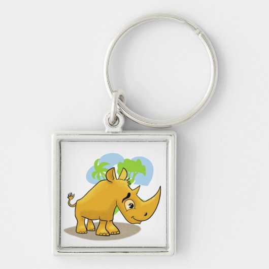 Cartoon Rhino Schlüsselanhänger (Vorne)