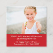 Cartoon Rhinoceros Foto Kid Profile Calling Card Quadratische Visitenkarte (Rückseite)