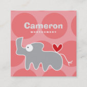 Cartoon Rhinoceros Foto Kid Profile Calling Card Quadratische Visitenkarte (Vorderseite)
