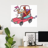 Cartoon Road Rage Woman Poster (Heimbüro)