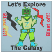 Cartoon Robot Boy Alien Blast Off Stoff (Muster)