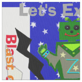 Cartoon Robot Boy Alien Stars Stoff (Nahaufnahme)