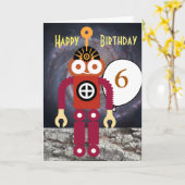 Cartoon Robot Editable Children's Birthday Karte (Gelbe Blume)