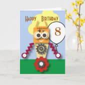 Cartoon Robot Editable Children's Birthday Karte (Gelbe Blume)