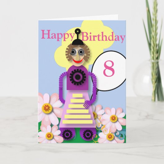 Cartoon Robot Editable Children's Birthday Karte (Vorderseite)