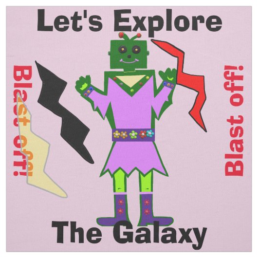 Cartoon Robot Girl Alien blass pink Stoff (Muster)