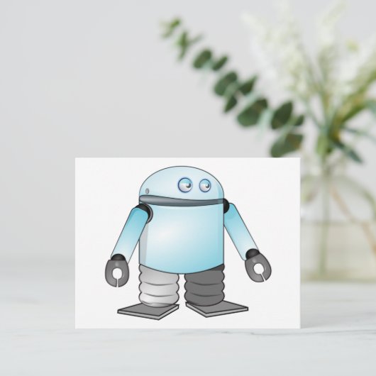 Cartoon Robot Postkarte (Stehend Vorderseite)