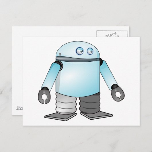 Cartoon Robot Postkarte (Vorne/Hinten)