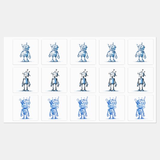 Cartoon Robot Sticker Pack - Quirky Tech Trio (Blatt)