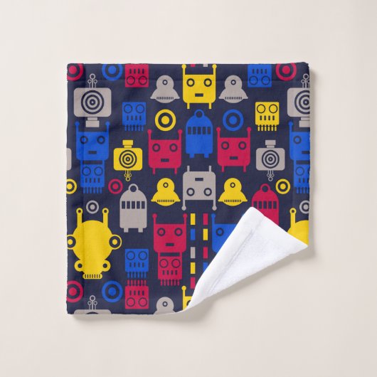 Cartoon-Roboter Badhandtuch Set (Waschlappen)
