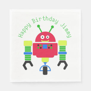 Cartoon-Roboter-Geburtstags-Party-Papierservietten Serviette