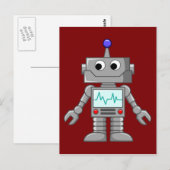 Cartoon-Roboter Postkarte (Vorne/Hinten)