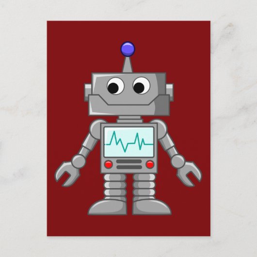 Cartoon-Roboter Postkarte (Vorderseite)