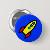 Cartoon-Rocket-Schiff Button (Vorne & Hinten)