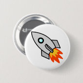 Cartoon-Rocket-Schiff Button (Vorne & Hinten)