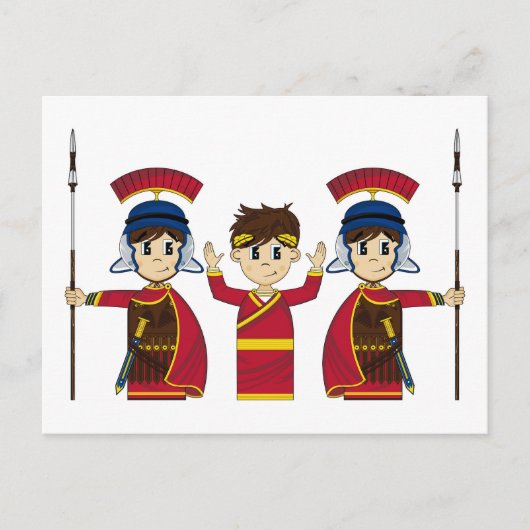 Cartoon römischer Kaiser und Soldaten Postkarte (Vorderseite)