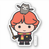 Cartoon Ron Weasley und Pigwidgeon Aufkleber (Vorderseite)