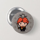 Cartoon Ron Weasley und Pigwidgeon Button (Vorne & Hinten)