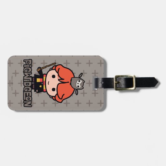 Cartoon Ron Weasley und Pigwidgeon Gepäckanhänger (Vorderseite horizontal)