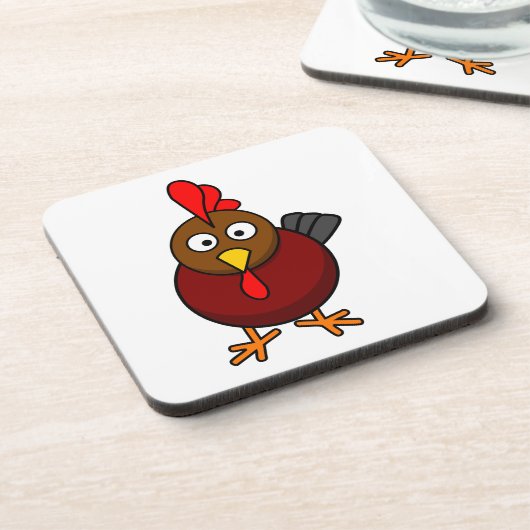 Cartoon-Rooster Getränkeuntersetzer (Linke Seite)