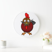 Cartoon Rooster Große Wanduhr (Zuhause)