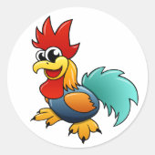 Cartoon Rooster Runder Aufkleber (Vorderseite)