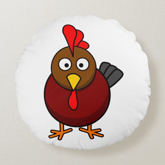 Cartoon Rooster Rundes Kissen (Vorderseite)