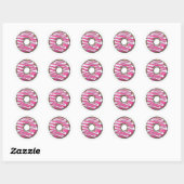 Cartoon Rosa Donut mit Icing Runder Aufkleber (Blatt)