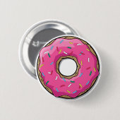 Cartoon Rosa Donut mit Sprinklen Button (Vorne & Hinten)