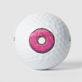 Cartoon Rosa Donut mit Sprinklen Golfball (Vorderseite)