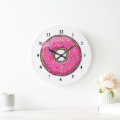 Cartoon Rosa Donut mit Sprinklen Große Wanduhr (Zuhause)