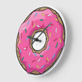 Cartoon Rosa Donut mit Sprinklen Große Wanduhr (Winkel)