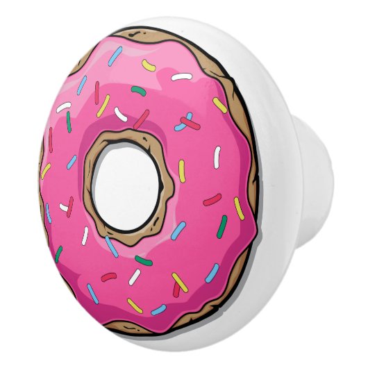 Cartoon Rosa Donut mit Sprinklen Keramikknauf (Rechts)
