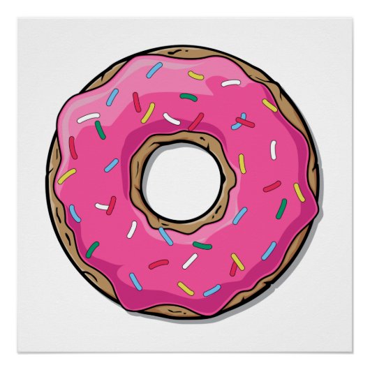 Cartoon Rosa Donut mit Sprinklen Poster (Vorderseite)