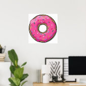 Cartoon Rosa Donut mit Sprinklen Poster (Heimbüro)