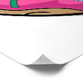 Cartoon Rosa Donut mit Sprinklen Poster (Ecke)