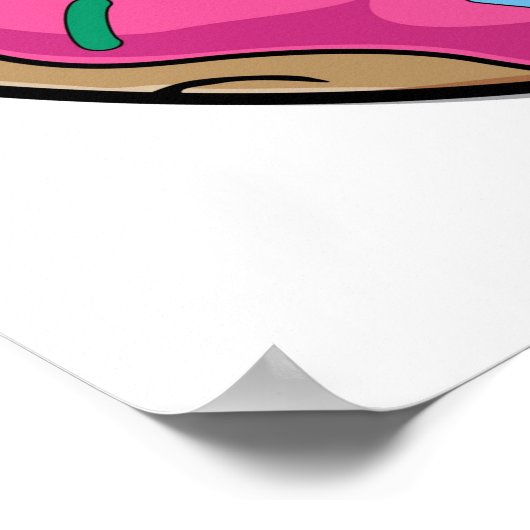 Cartoon Rosa Donut mit Sprinklen Poster (Ecke)