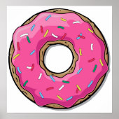 Cartoon Rosa Donut mit Sprinklen Poster (Vorne)