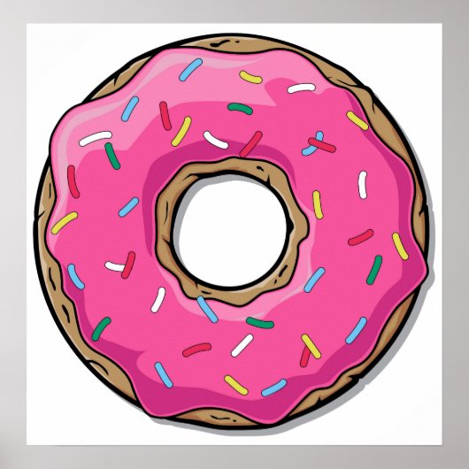 Cartoon Rosa Donut mit Sprinklen Poster (Vorne)