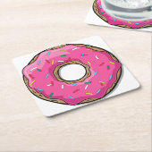 Cartoon Rosa Donut mit Sprinklen Rechteckiger Pappuntersetzer (angewinkelt)