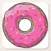 Cartoon Rosa Donut mit Sprinklen Rechteckiger Pappuntersetzer (Vorderseite)