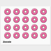 Cartoon Rosa Donut mit Sprinklen Runder Aufkleber (Blatt)
