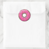 Cartoon Rosa Donut mit Sprinklen Runder Aufkleber (Tasche)